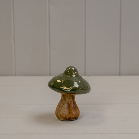 Dark Green Ceramic Mushroom Decoration L8xD7.5xH9.8cm