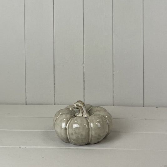 Beige Mottle Ceramic Pumpkin Decoration L14xD14xH8cm  Weight-447g