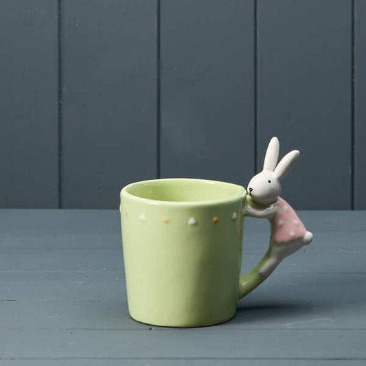Green Ceramic Rabbit Mug H13 W15 D9