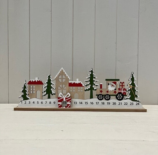 Wooden Tractor in the Snow Scene Advent Calendar