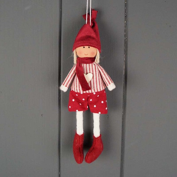 Fabric Doll in Red and White Stripes and Polka Dot Shorts(15cm)