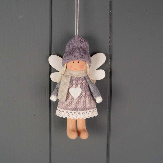 Hanging Fabric Angel with Grey Dress (11cm)