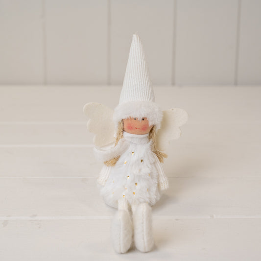 White Christmas Fairy in Furry Dress