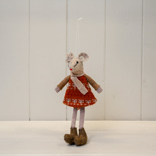 Fabric Mouse in Orange and Brown(16cm)