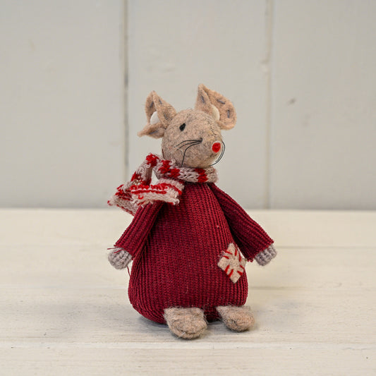 Fabric Mouse in Red Jumper and Scarf (9cm)