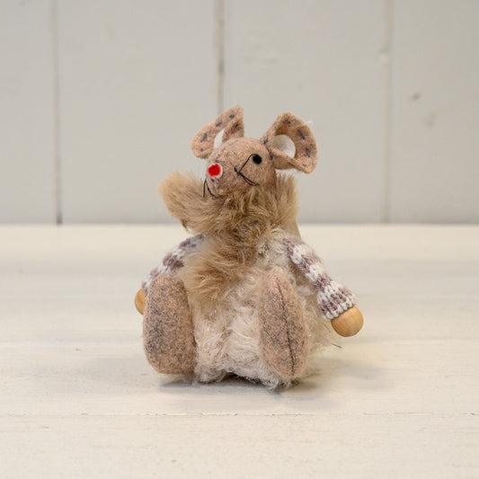 Fabric Mouse with White and Grey Jumper (8cm)