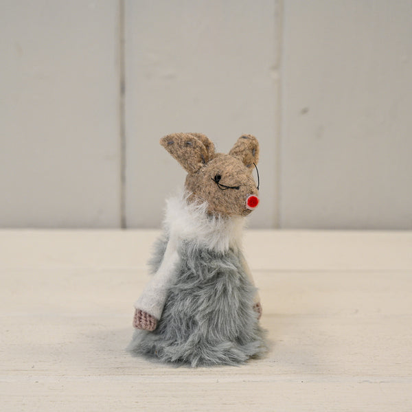 Grey Christmas Fabric Mouse (8cm)