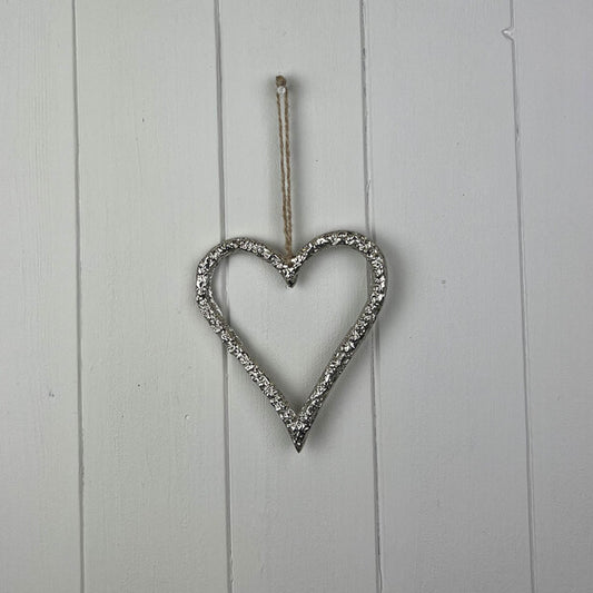 Silver Metal Heart 12cm