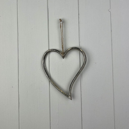 Silver Metal Heart 12cm