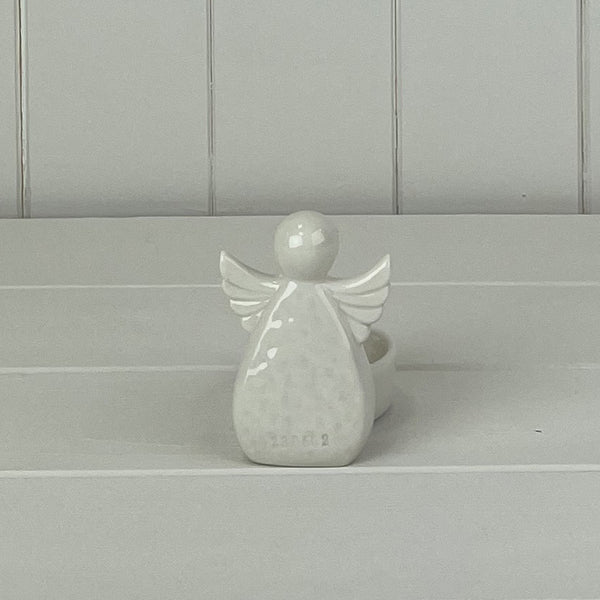 White Ceramic Angel Tealight Holder L8xD6.2xH8.5cm  Weight-150g