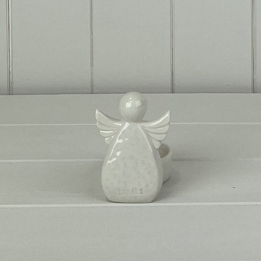 White Ceramic Angel Tealight Holder L8xD6.2xH8.5cm  Weight-150g
