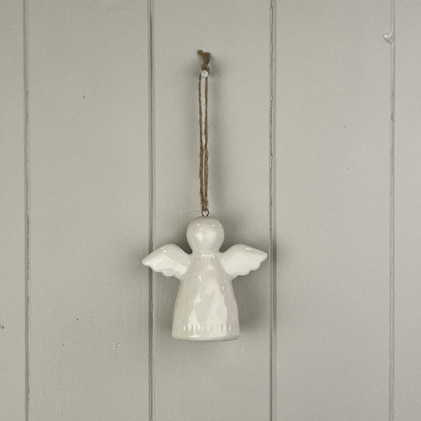 White Ceramic Hanging Angel Decoration L8.5xD4.5xH9cm  Weight-95g