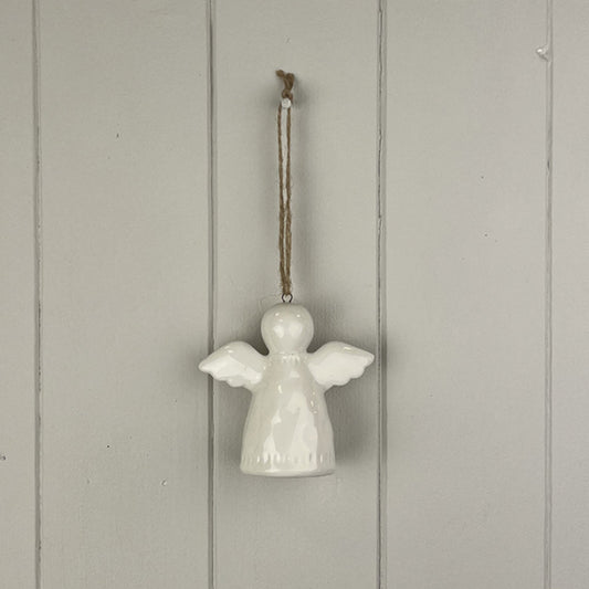 White Ceramic Hanging Angel Decoration L8.5xD4.5xH9cm  Weight-95g