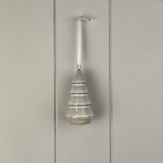 Glazed Ceramic Hanging Tree Decoration with Rextured Detail L4.2xD4.2xH8.7cm  Weight-51g