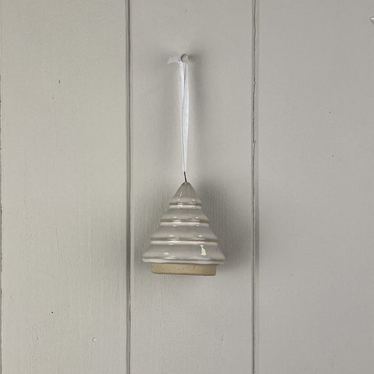 Glazed Ceramic Hanging Tree Decoration with Texturd Detail L5.5xD5.5xH6.8cm  Weight-53g