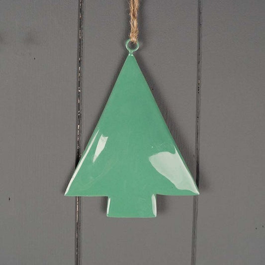Hanging Green Enamelled Tree L10xH12cm