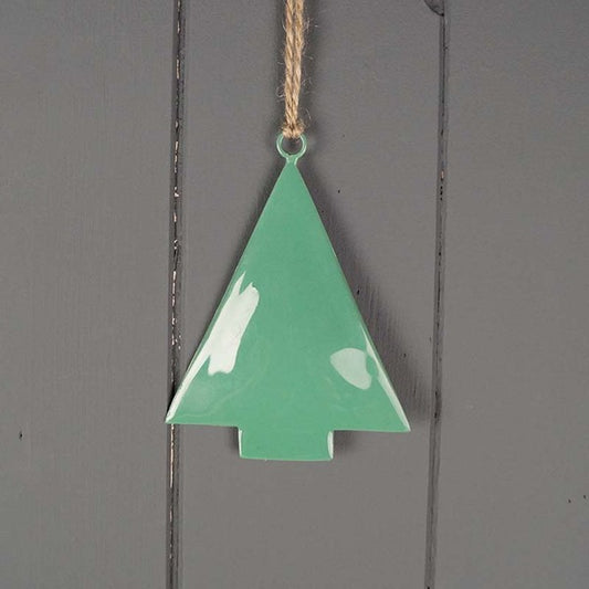 Hanging Green Enamelled Tree L8xH10cm