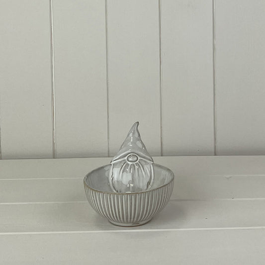 Glazed Gonk Ceramic Bowl with Textured Detail L12.8xD11.1xH10cm  Weight-283g