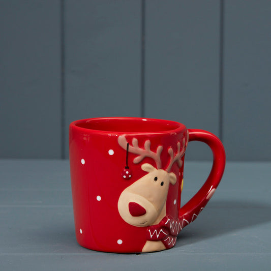 Red Ceramic Mug L13xD9.2xH9.4cm