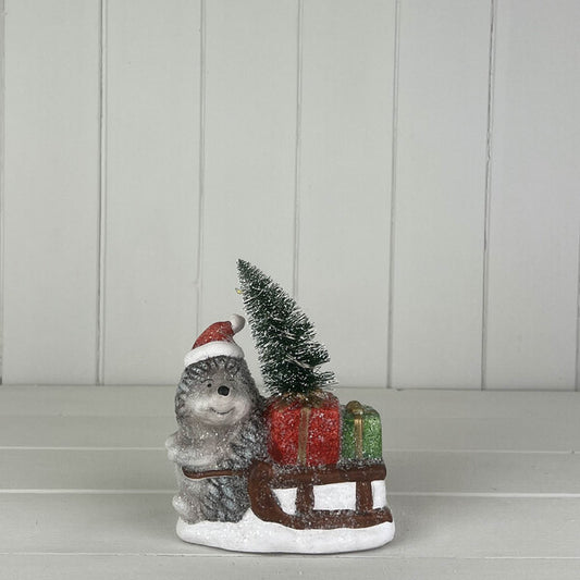 Ceramic hedgehog deco with light  size L12.5 xW7 xH15.5  Weight-28g