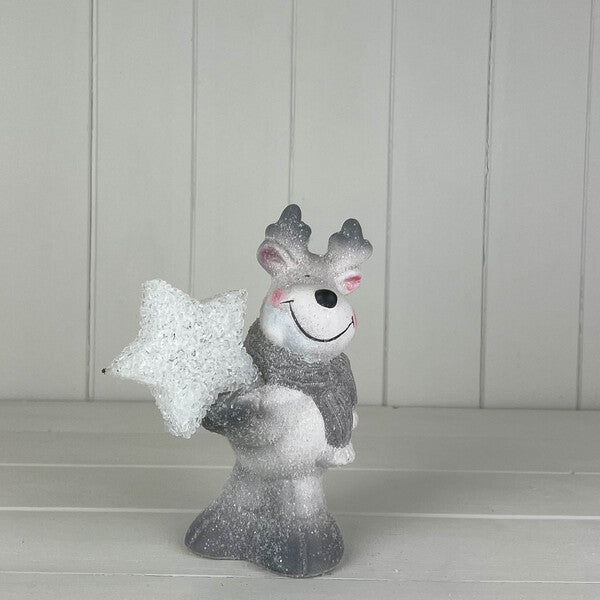 Large Reindeer Holding A Light Up Star L15 xW10 xH19