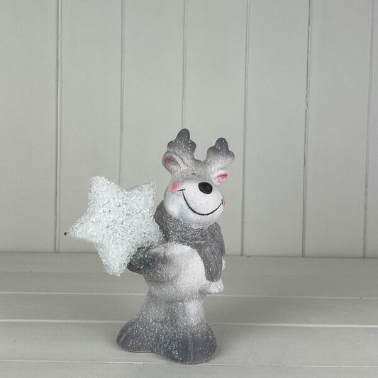 Large Reindeer Holding A Light Up Star L15 xW10 xH19