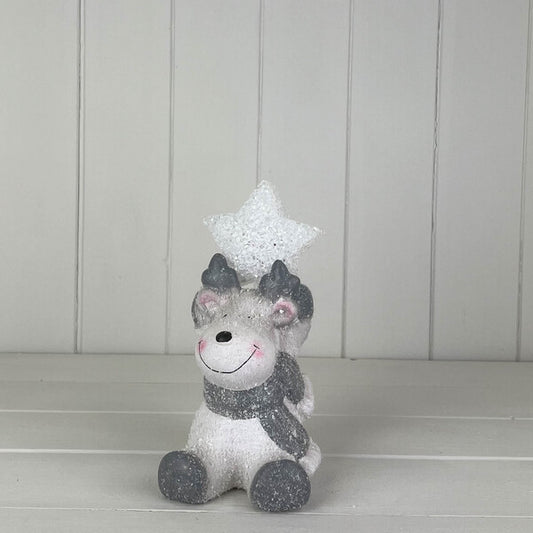 Medium Reindeer Holding A Light Up Star L12 xW9 xH18