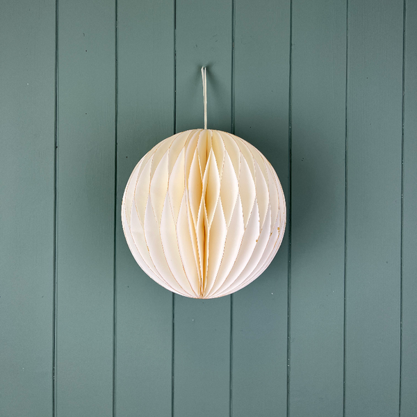 Hanging Handmade Antique White Circular Bauble Paper Decoration