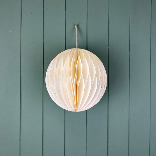 Hanging Handmade Antique White Circular Bauble Paper Decoration