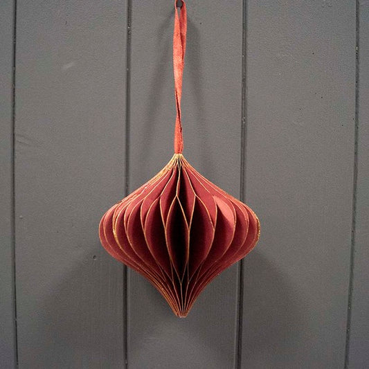 Hanging Handmade Burgundy Teardrop Paper Decoration