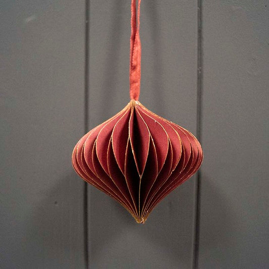 Hanging Handmade Burgundy Teardrop Paper Decoration