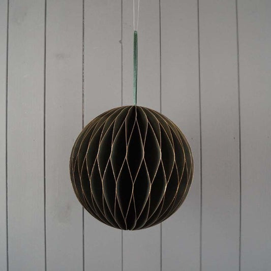 Hanging Handmade Green Circular Bauble Paper Decoration