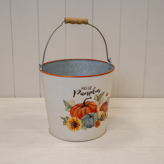 Medium 'Hello Pumpkin' Zinc Bucket
