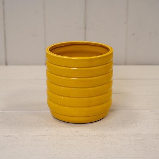 Mustard Beehive Ceramic  Pot  H10.7cm x D10cm