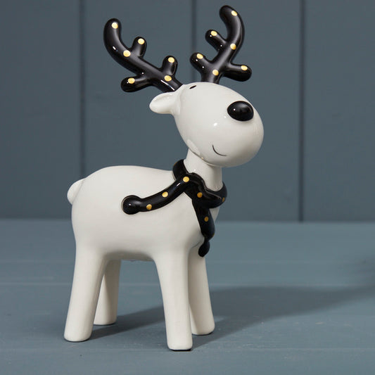 Black and White Ceramic Deer L12.3xD10.5xH17.5cm  Weight-200g