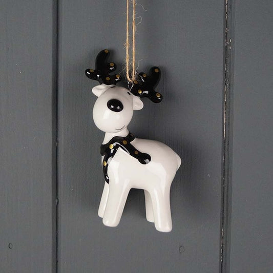 Black and White Ceramic Deer L5.2xD3.5xH8.8cm  Weight-20g