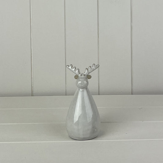 Glazed Ceramic Reindeer Ornament with Textured Detail L6.5xD6.5xH13.5cm  Weight-229g