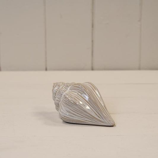 Glazed Ceramic Shell Ornament with Textured Detail L10.6xW6.5xH5cm