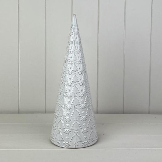 Glazed Ceramic Tree Ornament with Textured Detail L12.1xD12.1xH31.9cm  Weight-635g