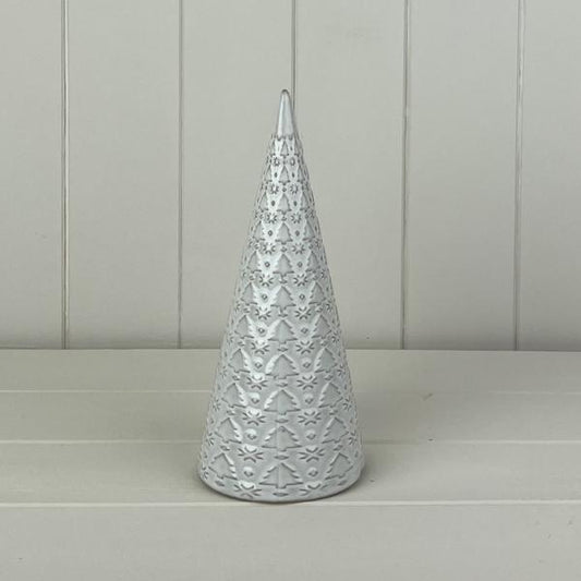 Glazed Ceramic Tree Ornament with Textured Detail L9.9xD9.9xH22.2cm  Weight-366g