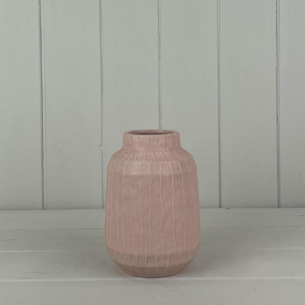 Glazed Pastel Pink Vase (14cm) H14.2cm D10.1cm