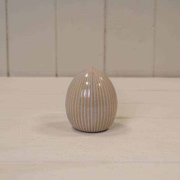 Glazed Ceramic Egg Ornament with Textured Detail L6.6xW6.6xH8cm
