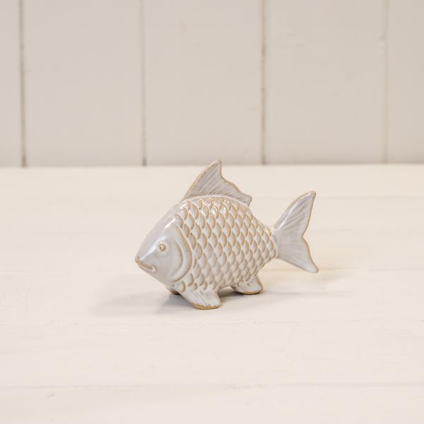 Glazed Ceramic Fish Ornament with Textured Detail L10xW4xH7.5cm