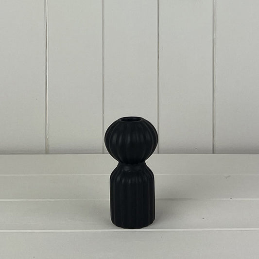 Black Ceramic Candle Holder L6.5xD6.5xH12cm  Weight-246g