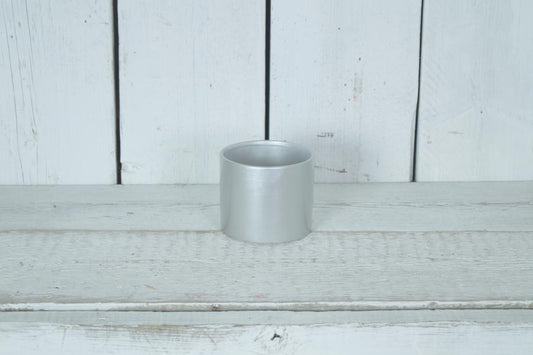 Metallic Silver Plain Cylinder Ceramics  Planter TD(int) 10.8cm TH10.5cm