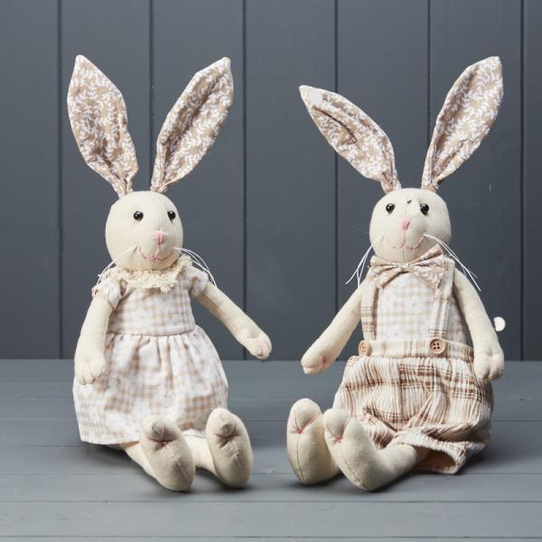 Mixed Fabric Rabbits H44 W16 D11
