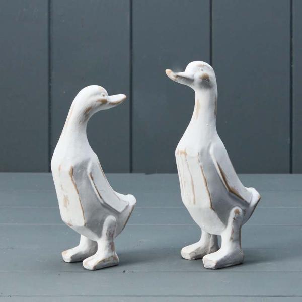 Mixed Whitewashed Wooden Ducks H18.7 W10 D6.4