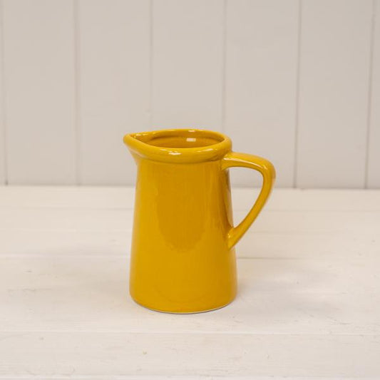 Medium Burnt Yellow Ceramic Jug TD8cm H14cm B11.5cm