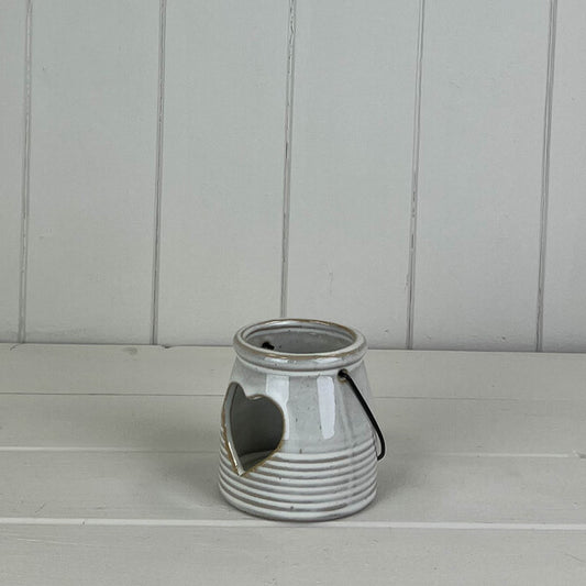 Ceramic Tealight Holder with Heart Cut Out L8xW7.8xW7.8cm Weight-234g