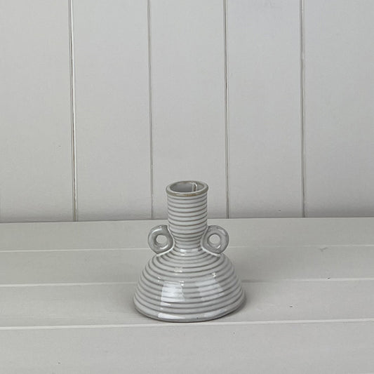 Glazed Ceramic Candle Holder with Textured Detail L9.8xD9.8xH10cm  Weight-248g